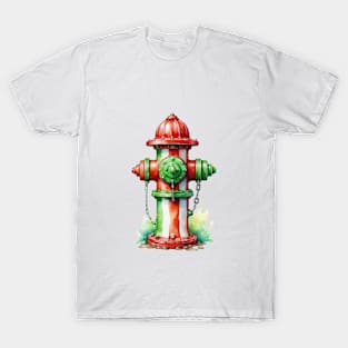 Fire Hydrant in Red, White and Green T-Shirt